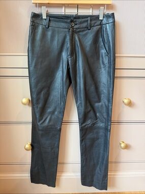 Nili Lotan Black Leather Trousers - Straight Leg